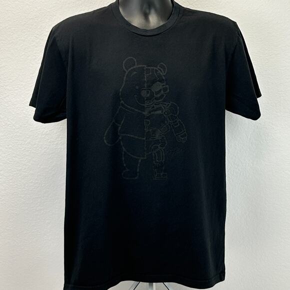 Winnie The Pooh Cyborg T Shirt Mens L Large Black On Black Robot Super Fresh Tee - Picture 2 of 7